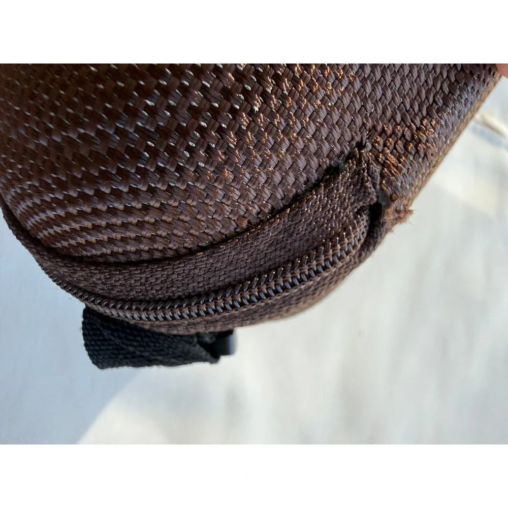 Maui Jim Brown Woven Hard Shell Zippered‎ Sunglasses Case Blue Logo